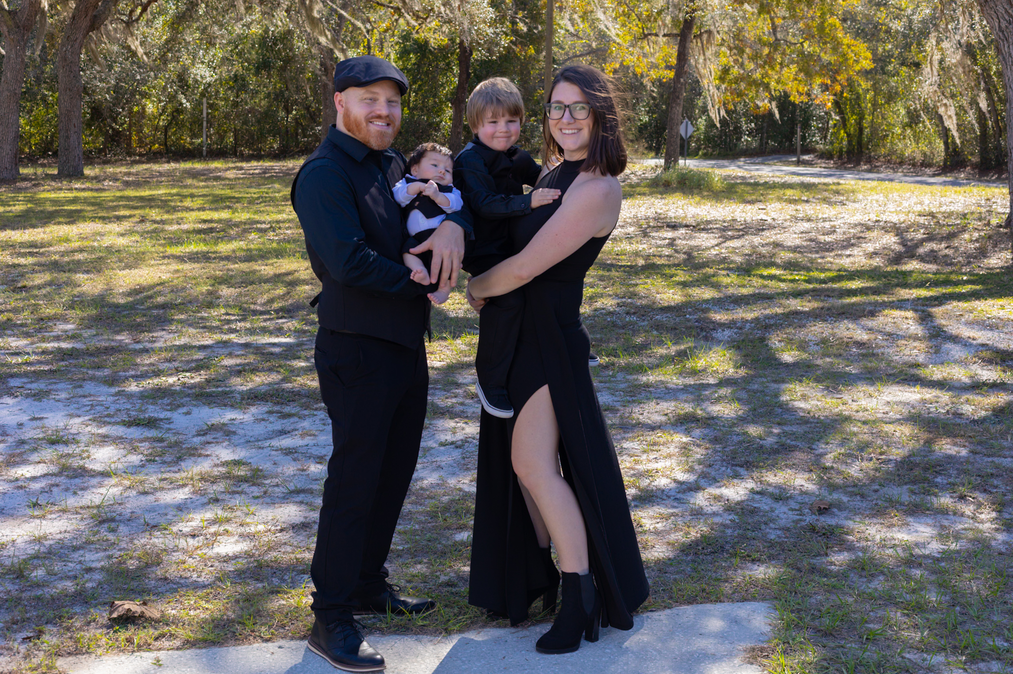 Courtney with her family outdoors